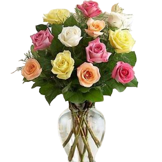 15 multi-colored roses | Flower Delivery Yuzhno-Sakhalinsk