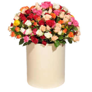 Mixed roses in a hatbox | Flower Delivery Yuzhno-Sakhalinsk